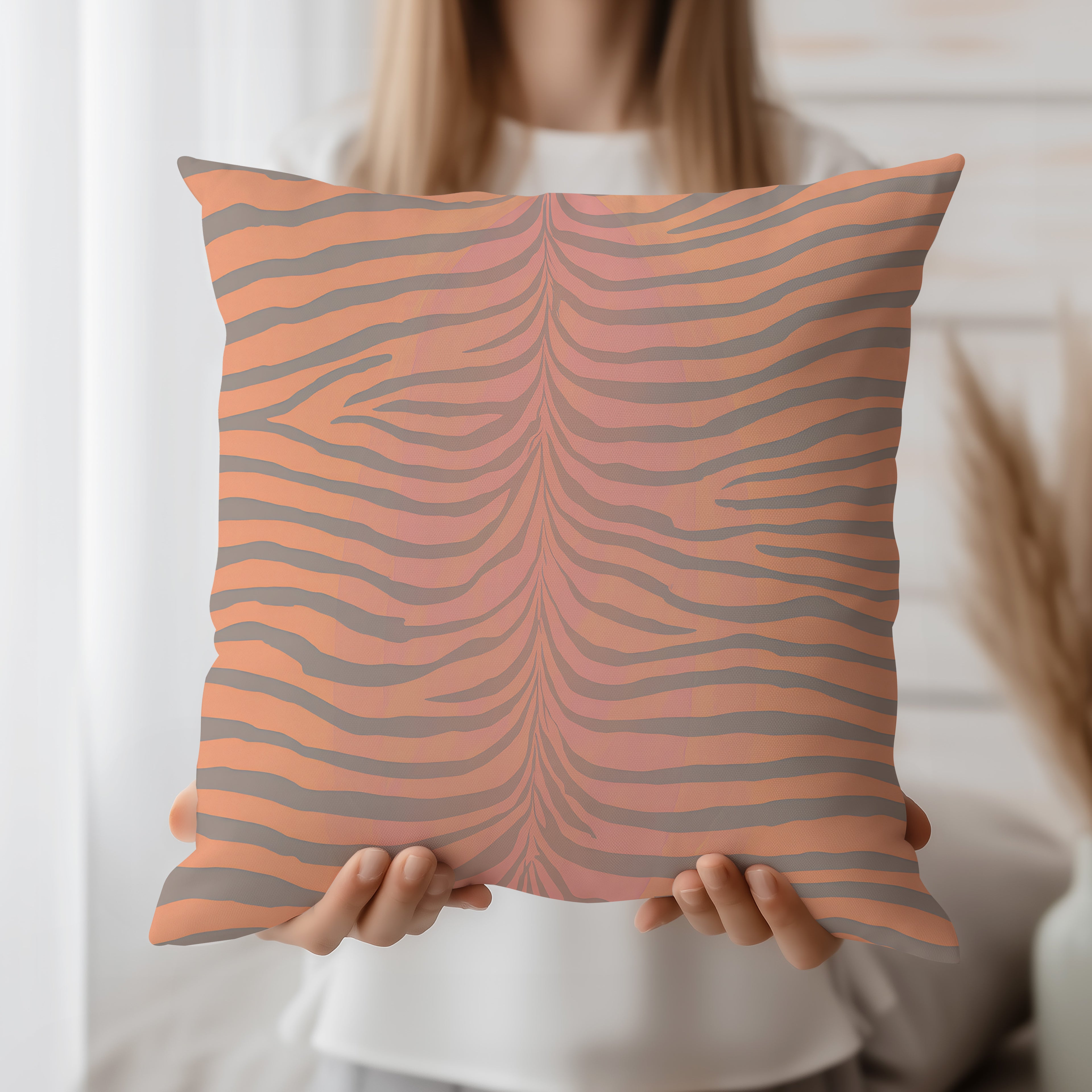 Zebra Stripes Spun Polyester Square Pillow 6# — Elena Rise Design