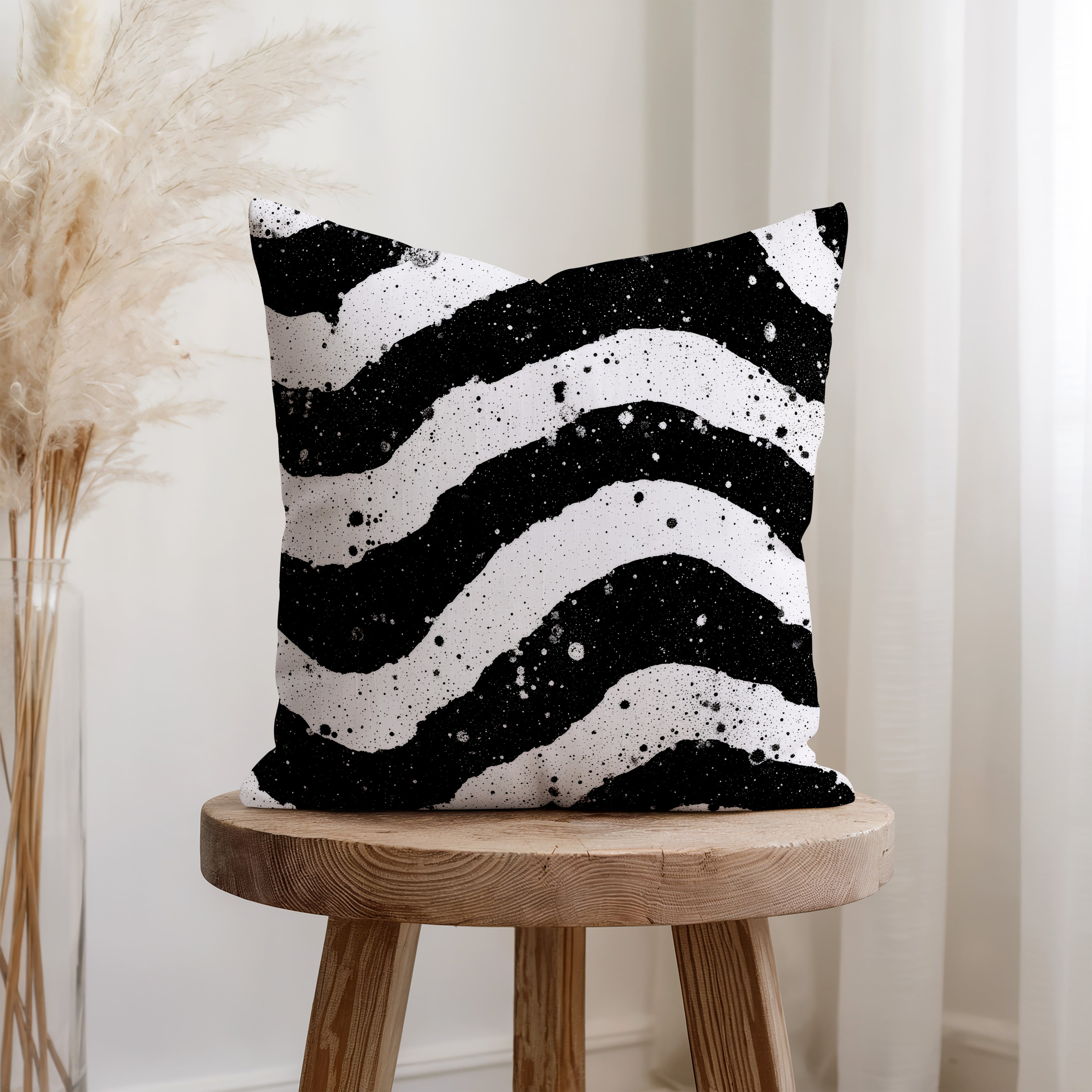 Black And White Spun Polyester Square Pillow 1# — Elena Rise Design