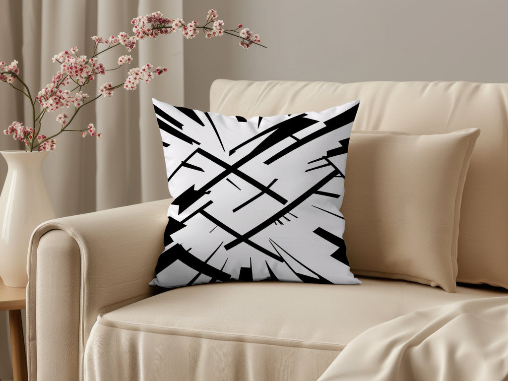 Black And White Spun Polyester Square Pillow 2# — Elena Rise Design