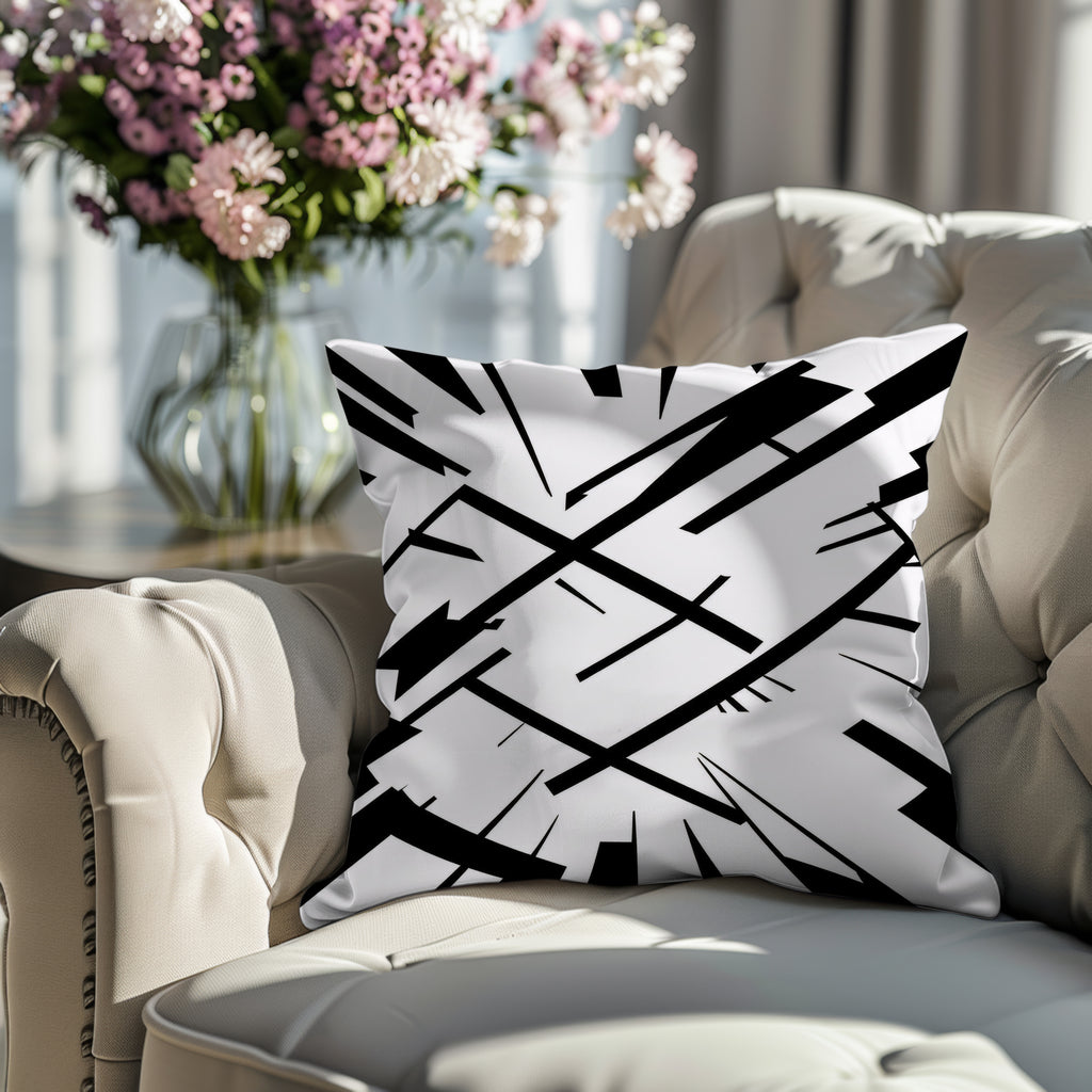 Black And White Spun Polyester Square Pillow 2# — Elena Rise Design