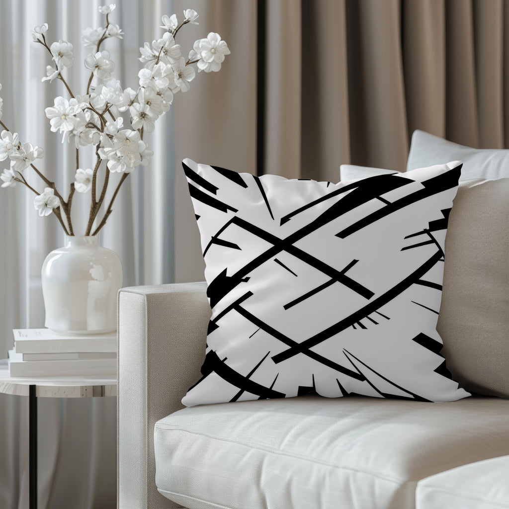 Black And White Spun Polyester Square Pillow 2# — Elena Rise Design