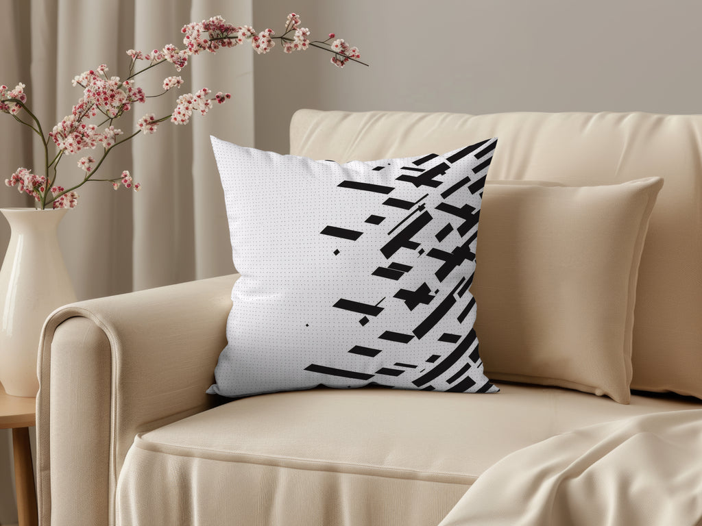 Black And White Spun Polyester Square Pillow 3# — Elena Rise Design