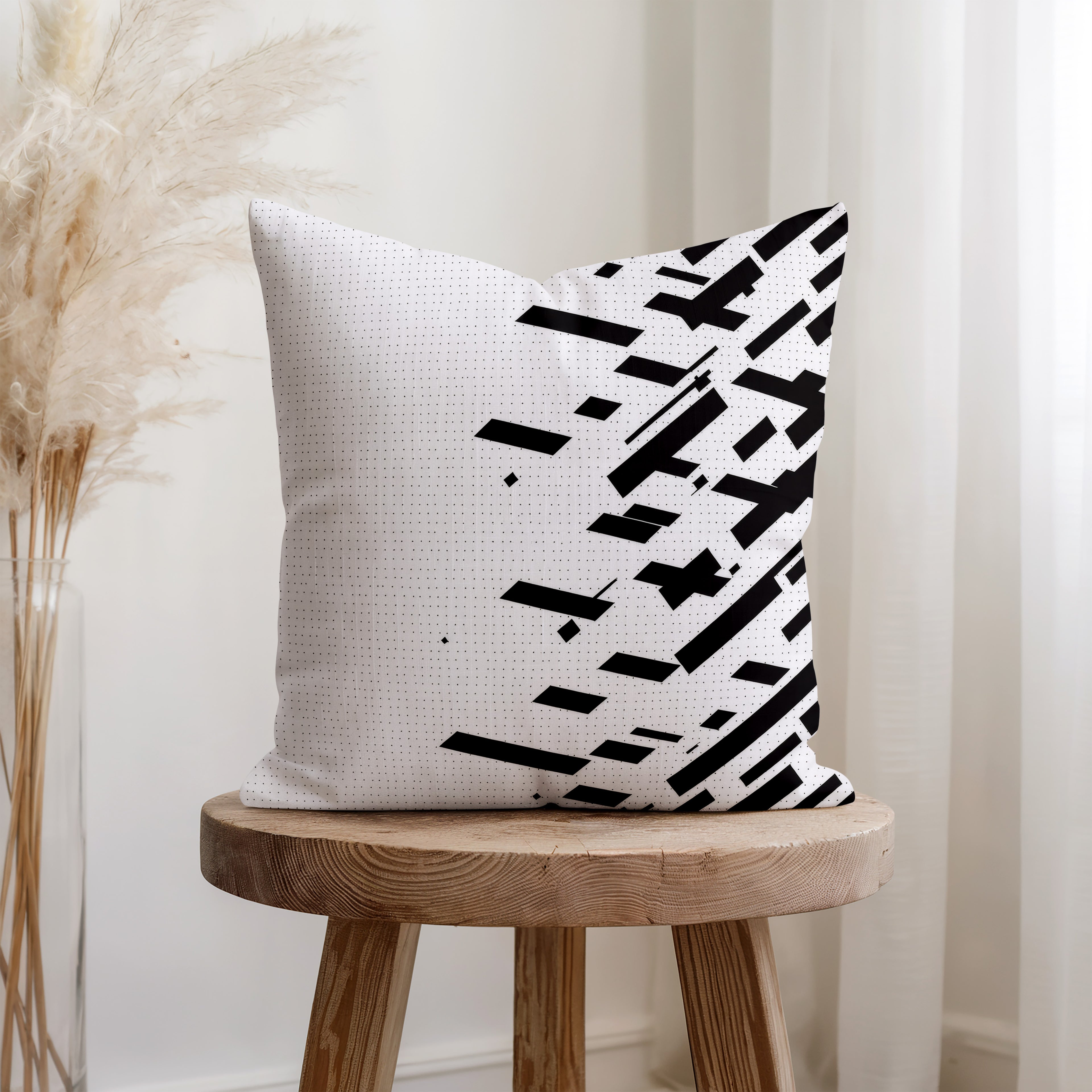 Black And White Spun Polyester Square Pillow 3# — Elena Rise Design