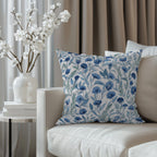 Blue Flower Spun Polyester Square Pillow 1# — Elena Rise Design
