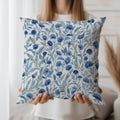 Blue Flower Spun Polyester Square Pillow 1# — Elena Rise Design