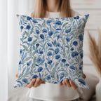 Blue Flower Spun Polyester Square Pillow 1# — Elena Rise Design