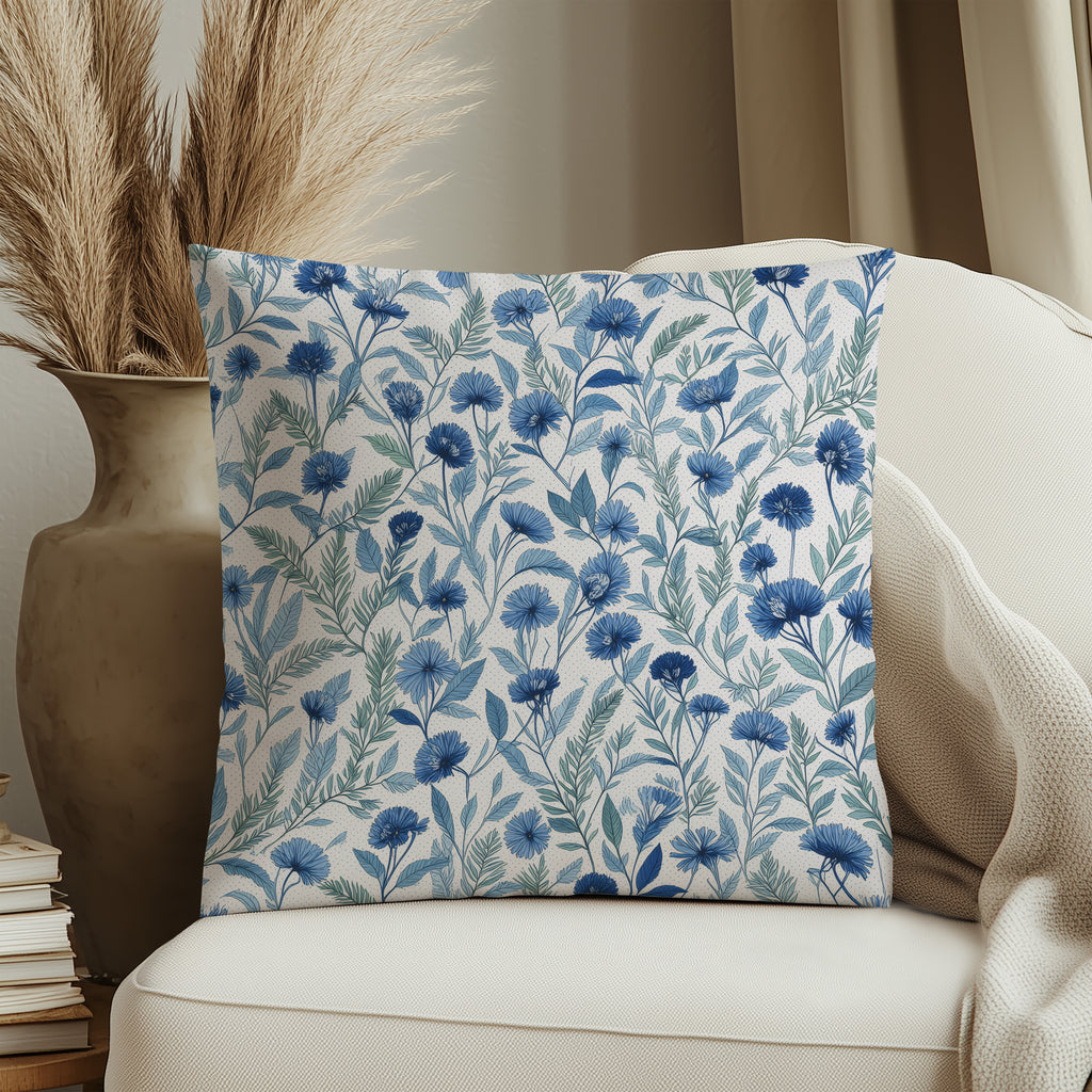 Blue Flower Spun Polyester Square Pillow 1# — Elena Rise Design