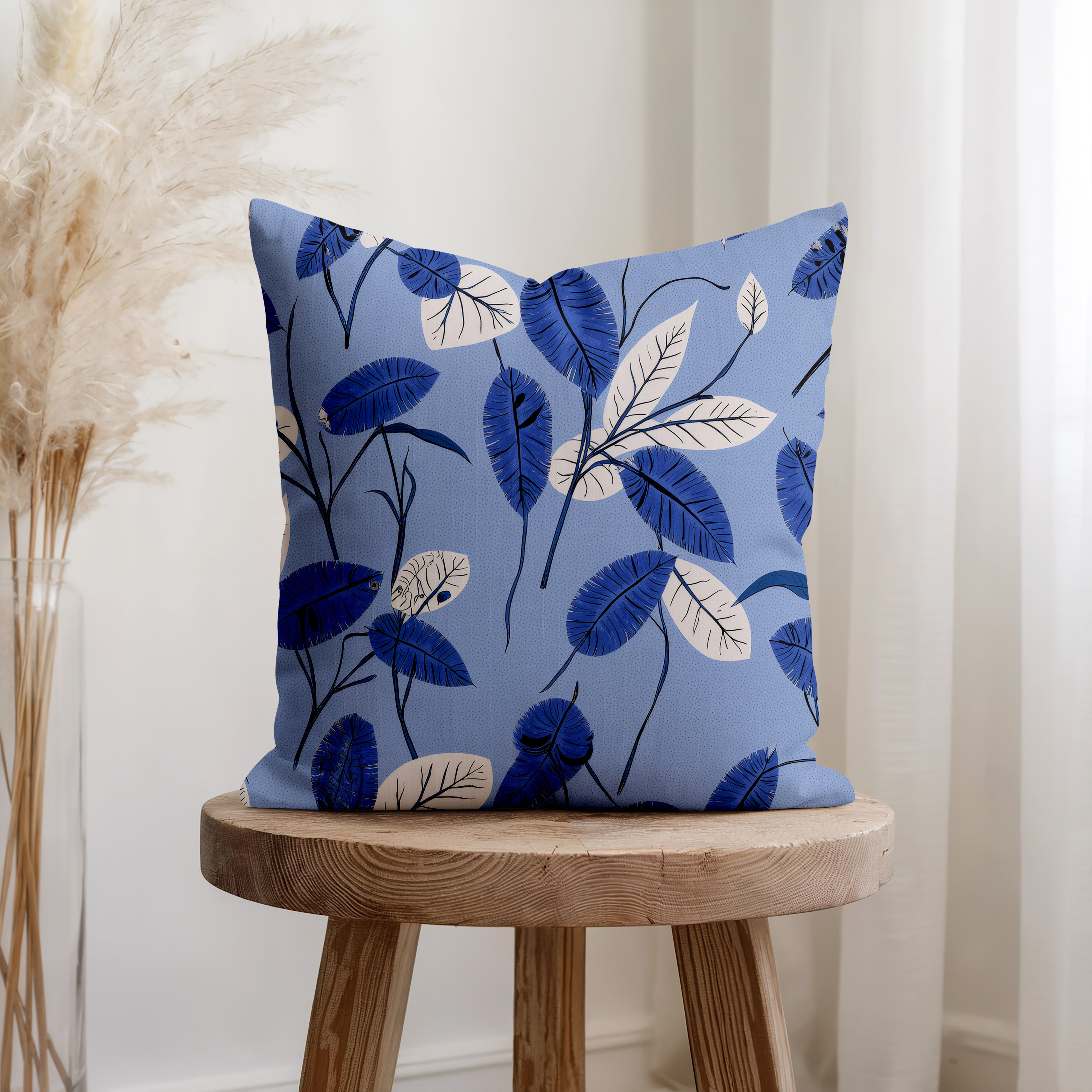 Blue Flower Spun Polyester Square Pillow 2# — Elena Rise Design