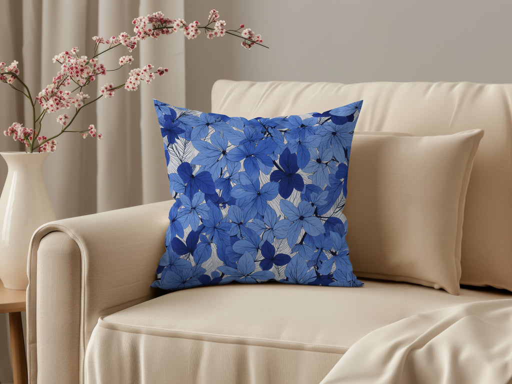 Blue Flower Spun Polyester Square Pillow 3# — Elena Rise Design