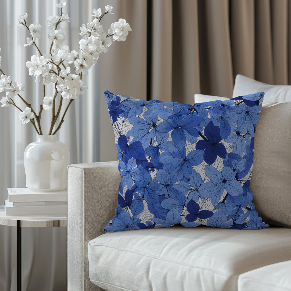 Blue Flower Spun Polyester Square Pillow 3# — Elena Rise Design