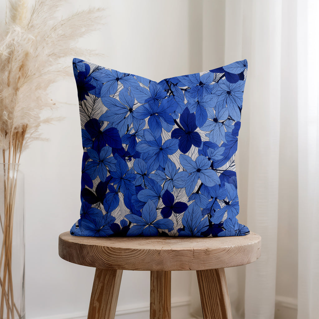 Blue Flower Spun Polyester Square Pillow 3# — Elena Rise Design