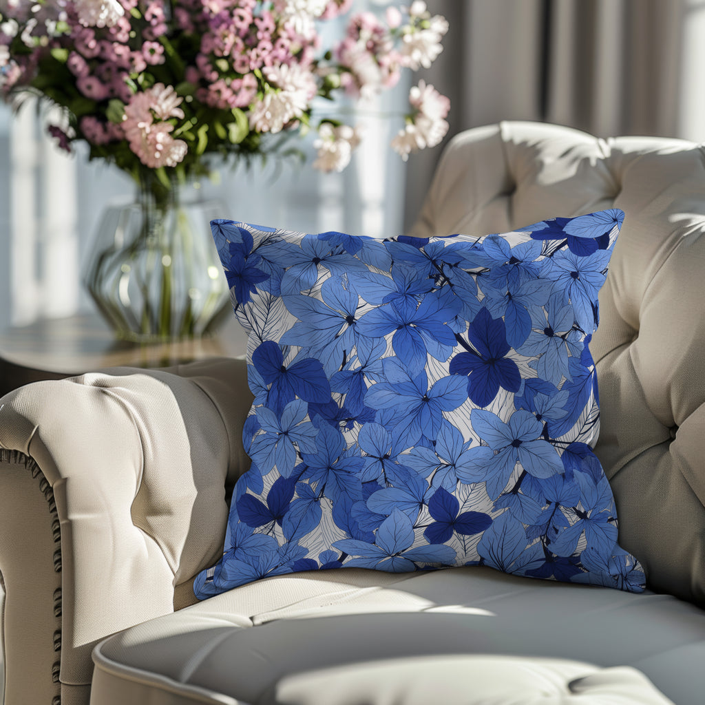 Blue Flower Spun Polyester Square Pillow 3# — Elena Rise Design