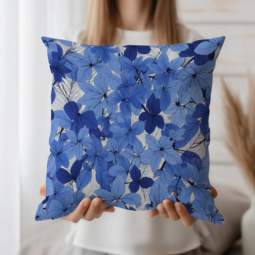 Blue Flower Spun Polyester Square Pillow 3# — Elena Rise Design