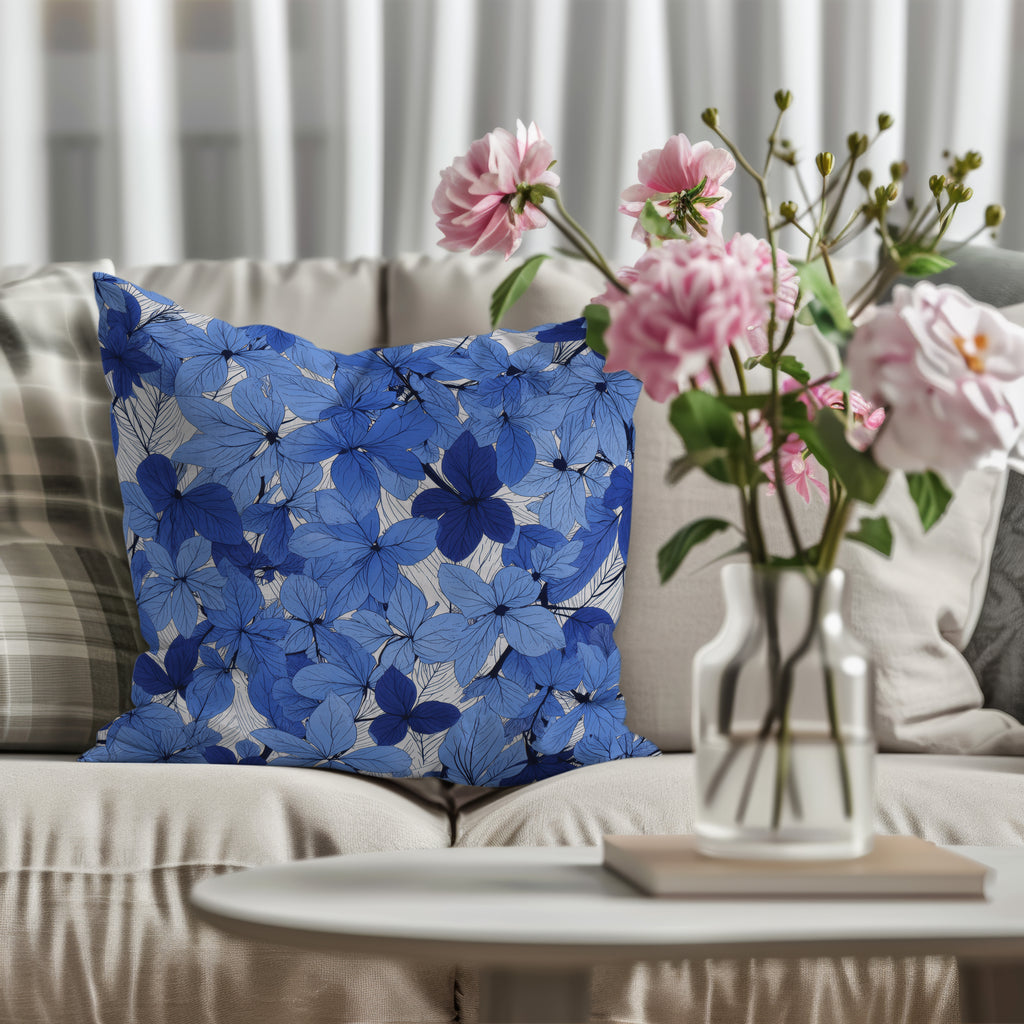 Blue Flower Spun Polyester Square Pillow 3# — Elena Rise Design