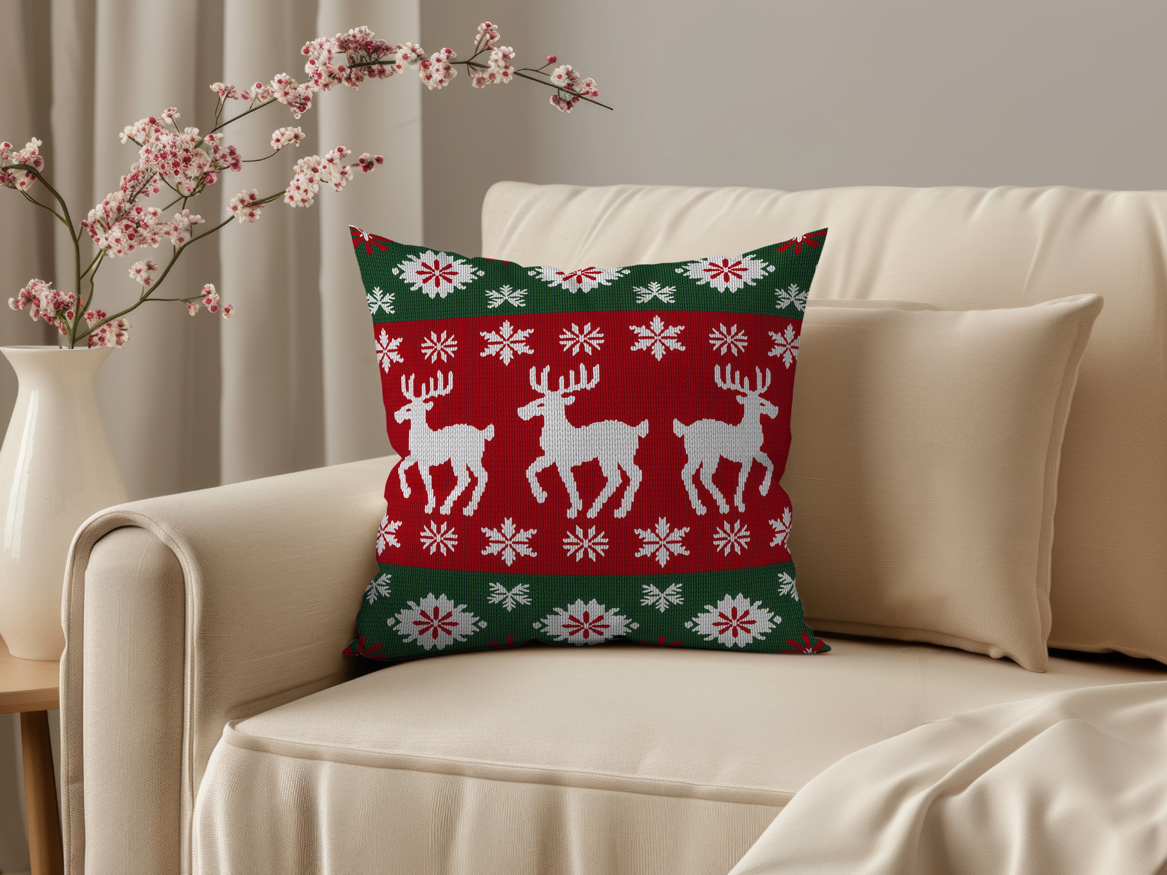 Christmas Spun Polyester Square Pillow 1# — Elena Rise Design
