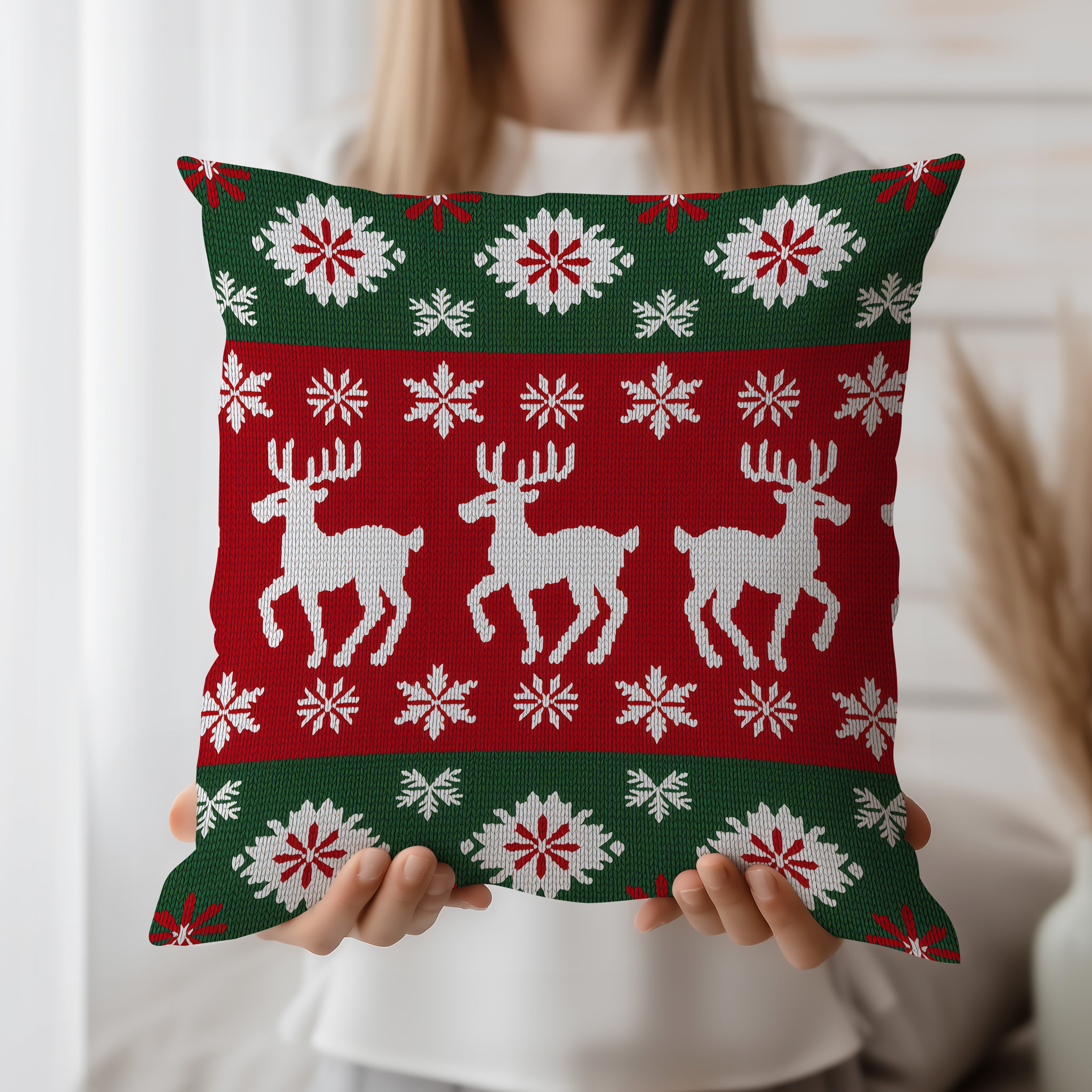 Christmas Spun Polyester Square Pillow 1# — Elena Rise Design