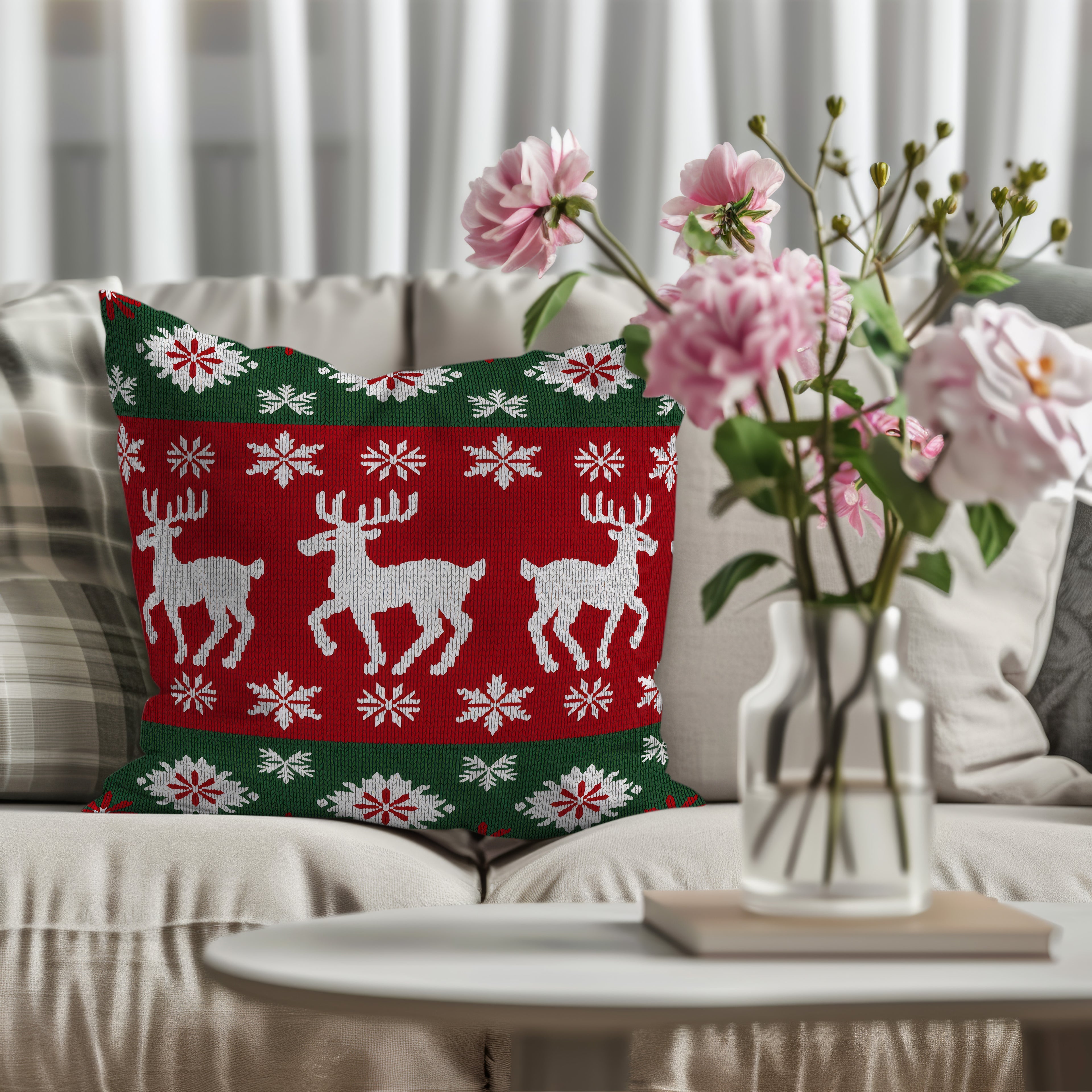 Christmas Spun Polyester Square Pillow 1# — Elena Rise Design