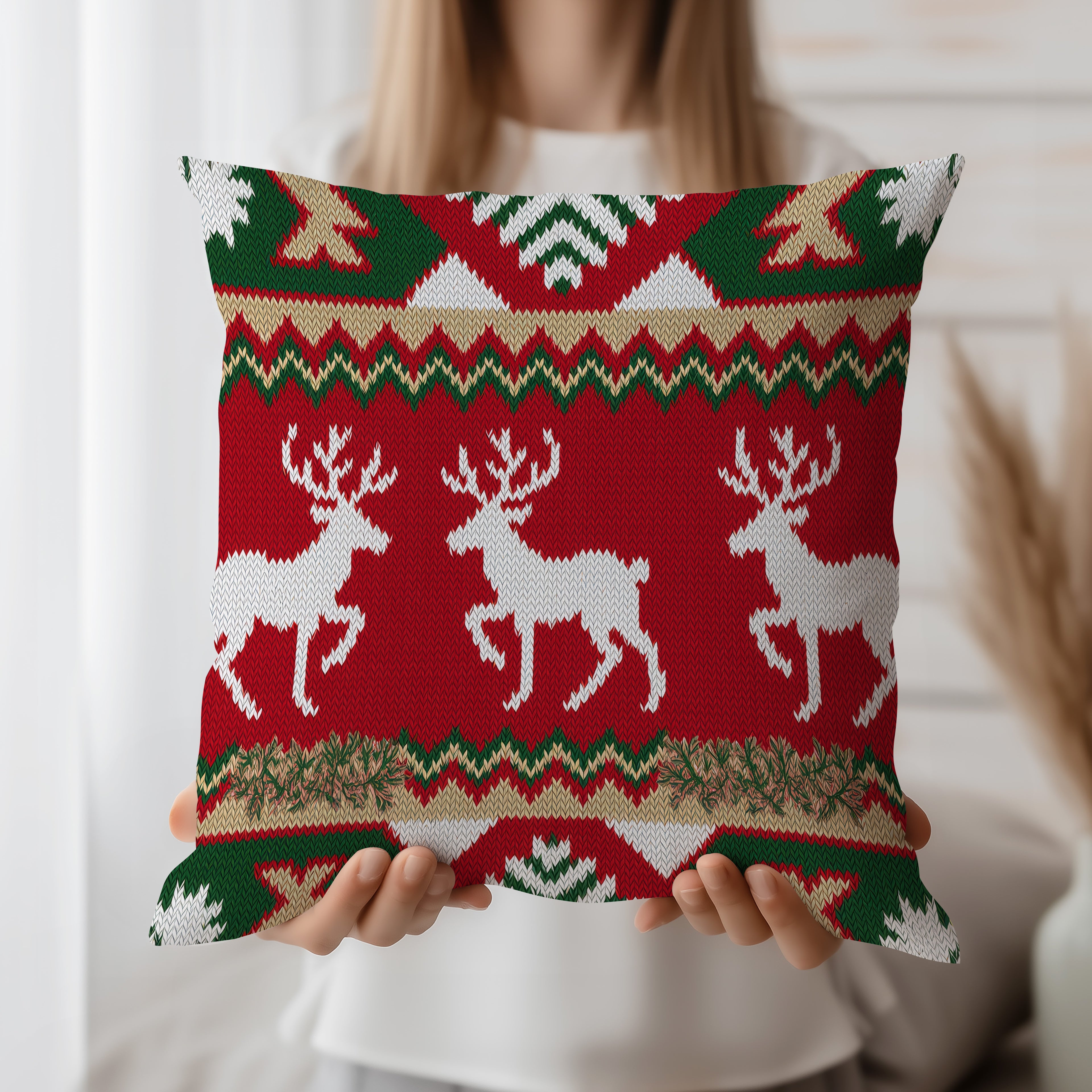 Christmas Spun Polyester Square Pillow 5# — Elena Rise Design