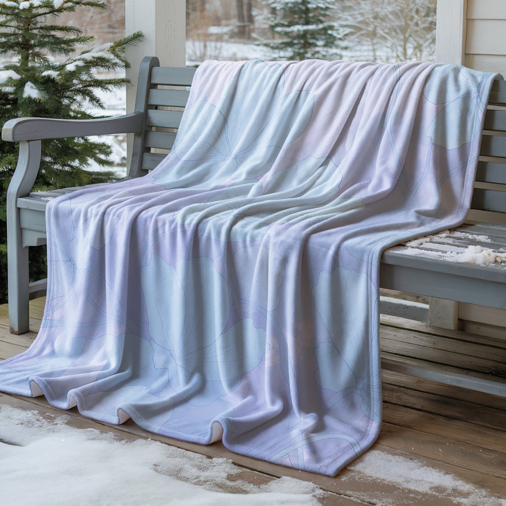 Soft Blue Velveteen Microfiber Blanket Soft Throw - 2# - Elena Rise Design