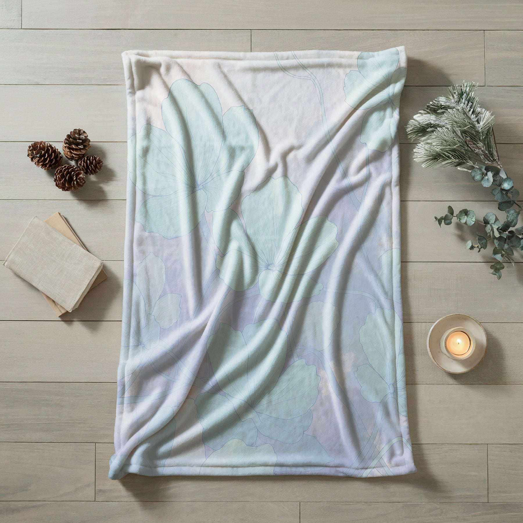 Soft Blue Velveteen Microfiber Blanket Soft Throw - 2# - Elena Rise Design