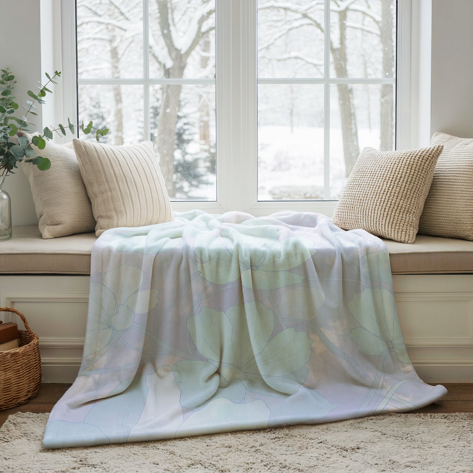 Soft Blue Velveteen Microfiber Blanket Soft Throw - 2# - Elena Rise Design