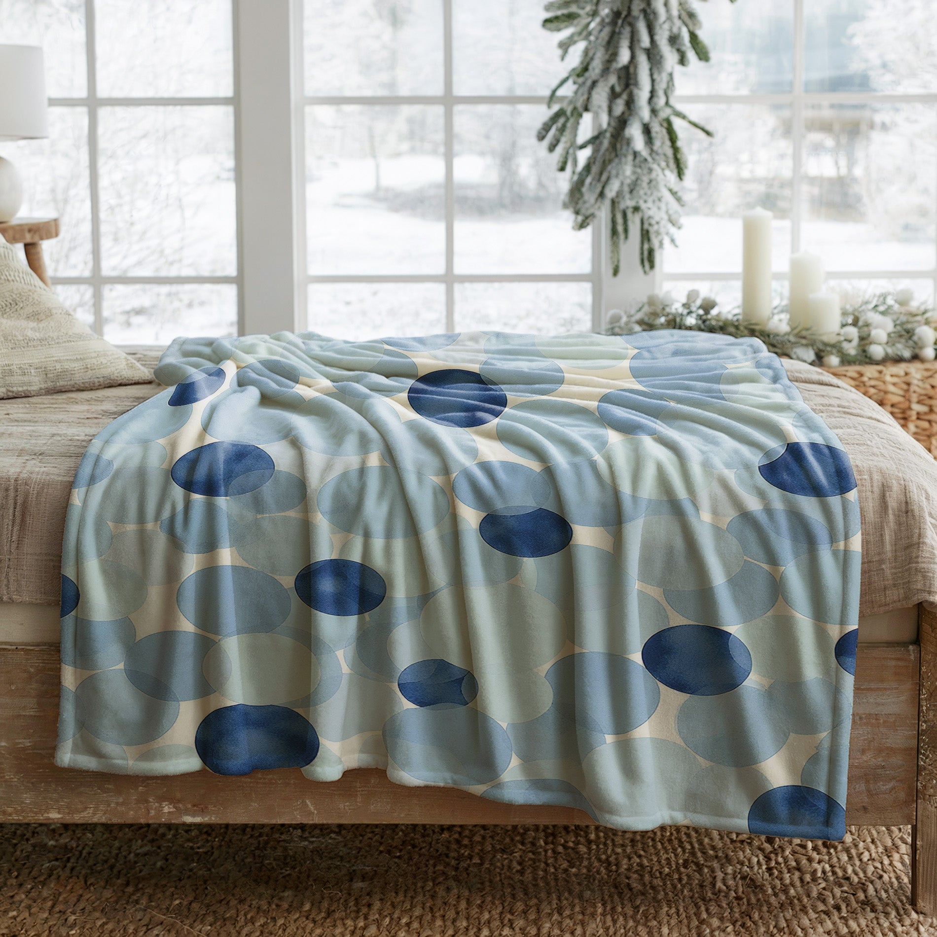 Soft Blue Velveteen Microfiber Blanket Soft Throw - 3# - Elena Rise Design