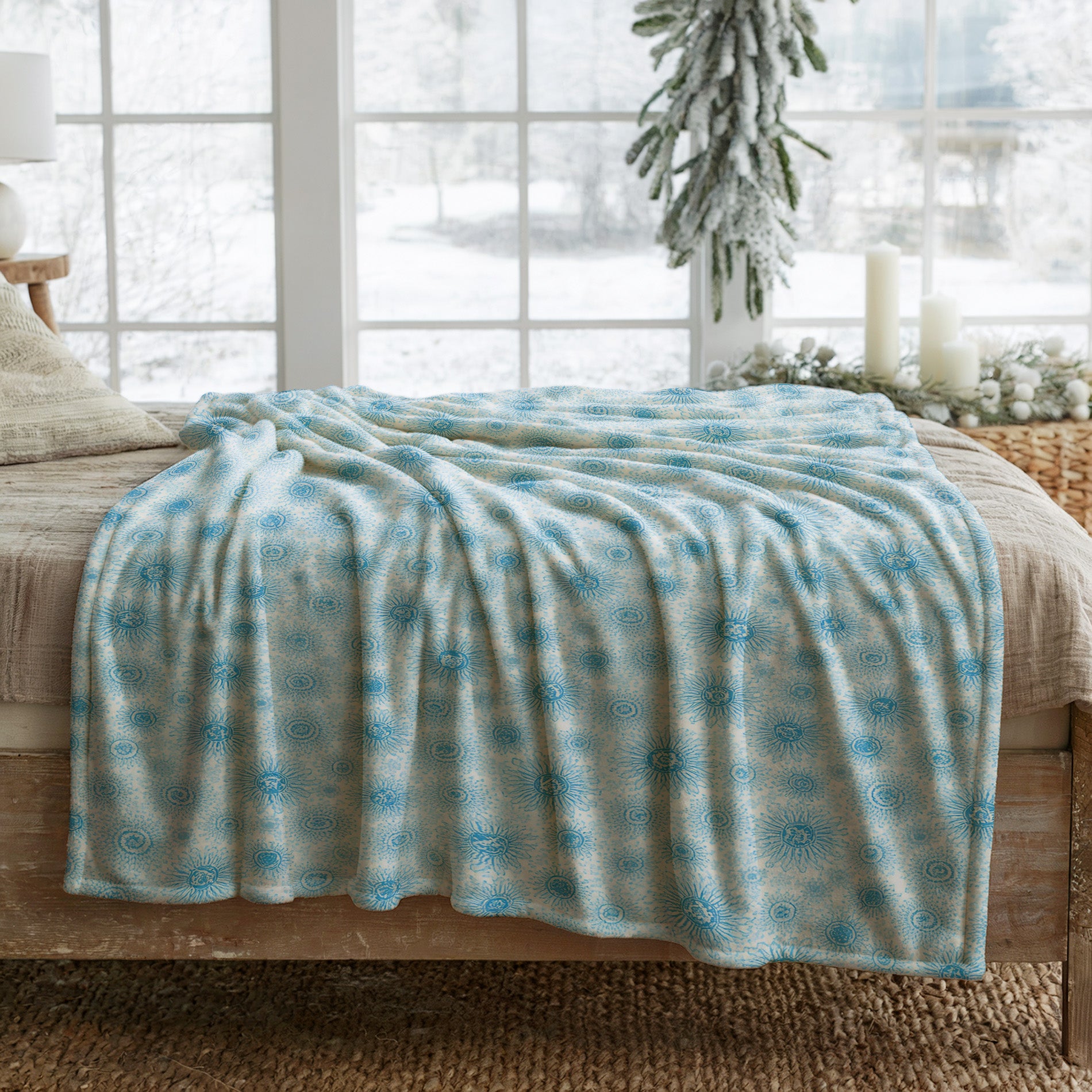 Soft Blue Velveteen Microfiber Blanket Soft Throw - 1# - Elena Rise Design