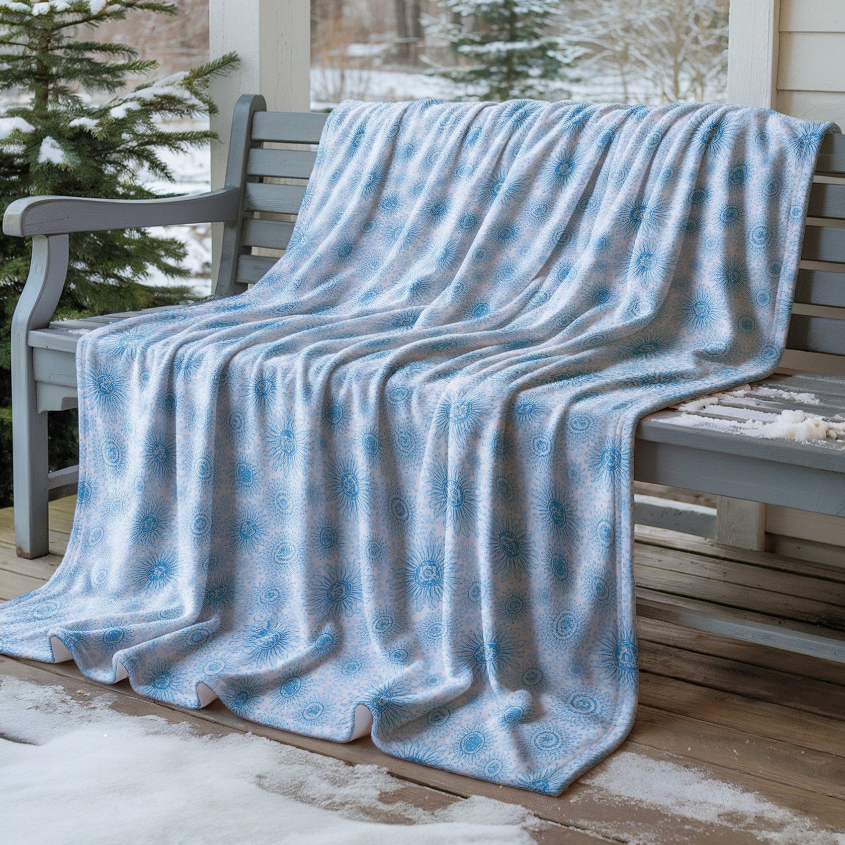 Soft Blue Velveteen Microfiber Blanket Soft Throw - 1# - Elena Rise Design