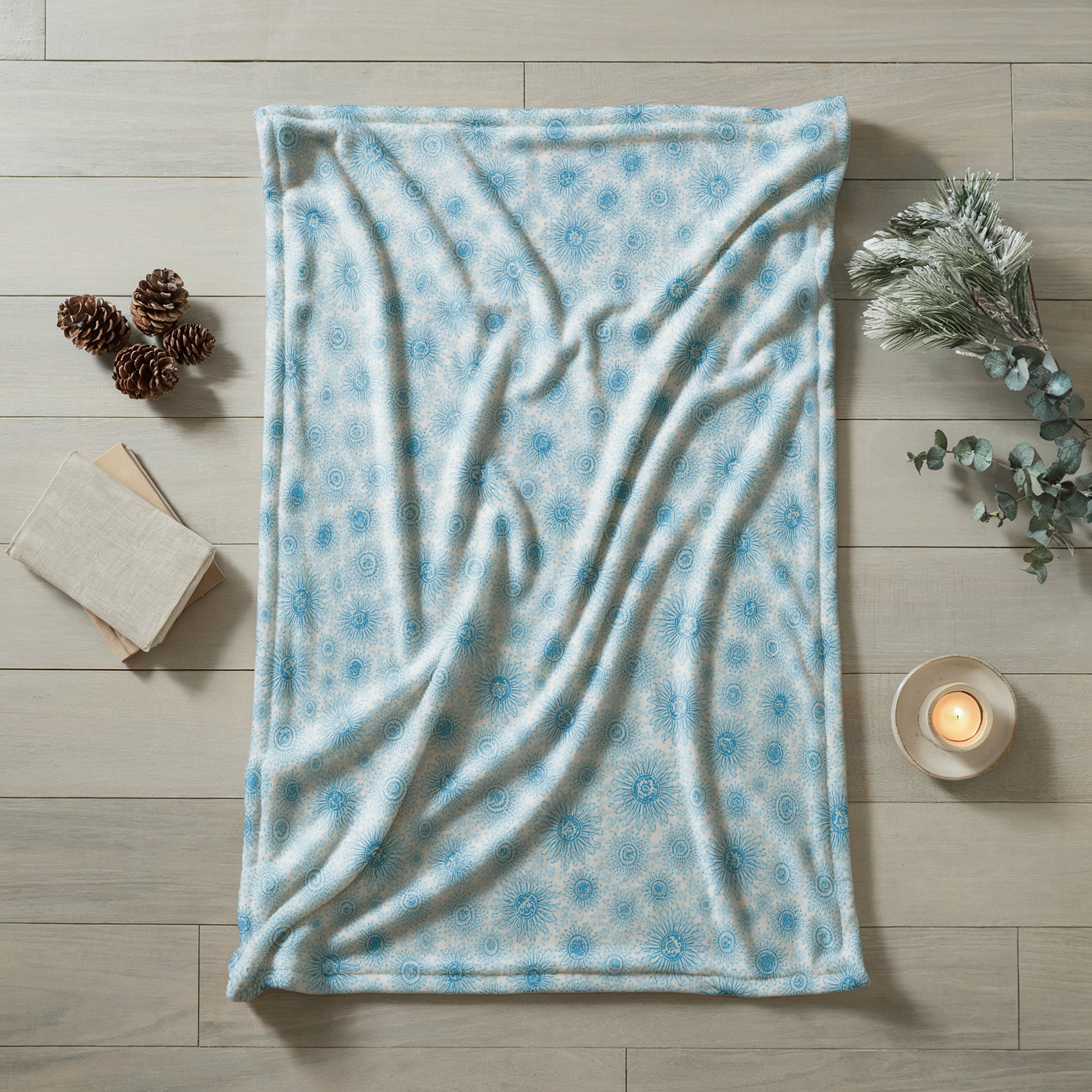 Soft Blue Velveteen Microfiber Blanket Soft Throw - 1# - Elena Rise Design