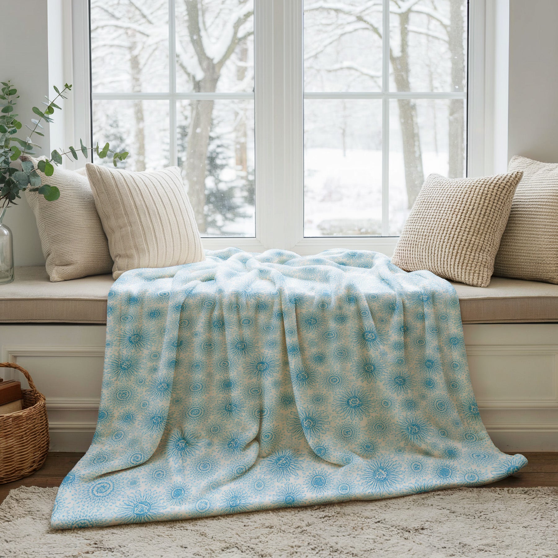 Soft Blue Velveteen Microfiber Blanket Soft Throw - 1# - Elena Rise Design