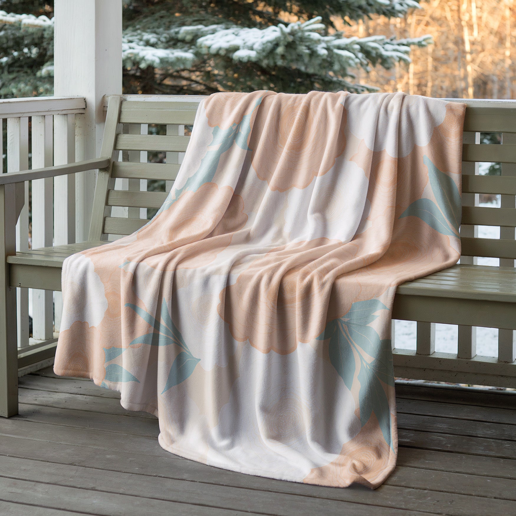 Soft Orange Floral Velveteen Microfiber Blanket Soft Throw - 1# - Elena Rise Design